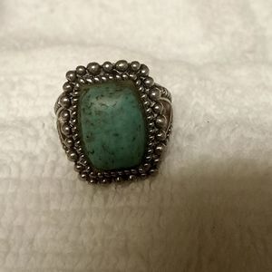 Early Navajo Raw Turquoise Silver Womens Ring Size 8